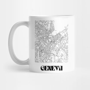 Retro Map of Geneva Switzerland Minimalist Line Drawing Mug